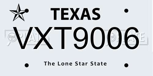 VXT9006 Texas License Plate