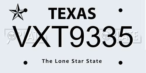VXT9335 Texas License Plate