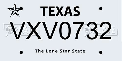VXV0732 Texas License Plate