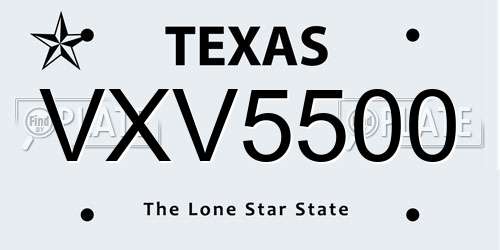 VXV5500 Texas License Plate