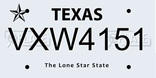 VXW4151 Texas License Plate