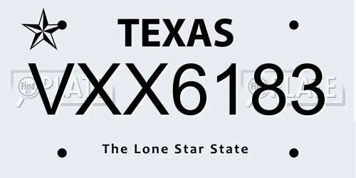 VXX6183 Texas License Plate