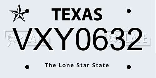 VXY0632 Texas License Plate