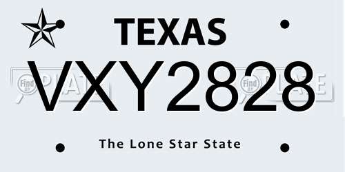 VXY2828 Texas License Plate