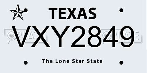 VXY2849 Texas License Plate
