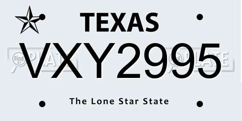VXY2995 Texas License Plate