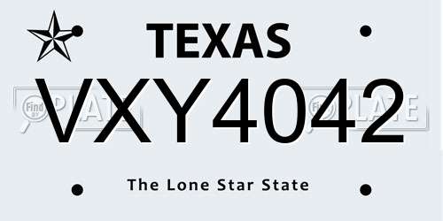 VXY4042 Texas License Plate