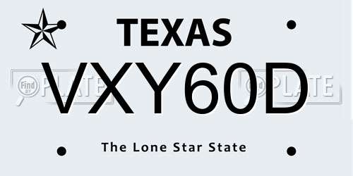 VXY60D Texas License Plate