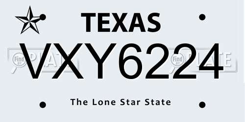 VXY6224 Texas License Plate
