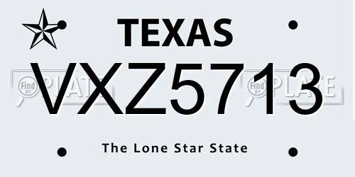 VXZ5713 Texas License Plate