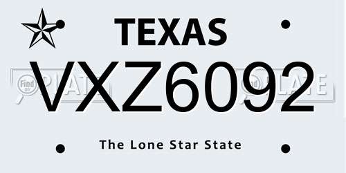 VXZ6092 Texas License Plate