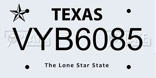 VYB6085 Texas License Plate