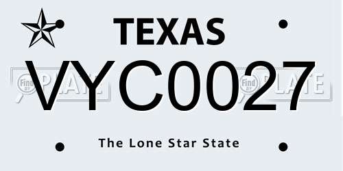 VYC0027 Texas License Plate