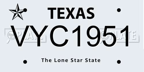 VYC1951 Texas License Plate