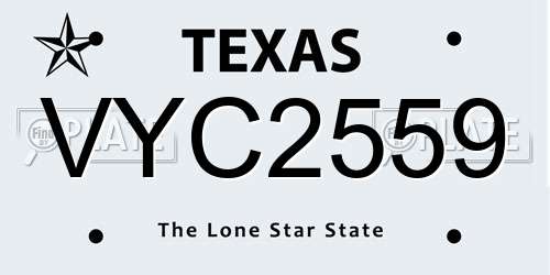 VYC2559 Texas License Plate