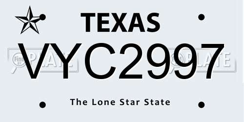 VYC2997 Texas License Plate