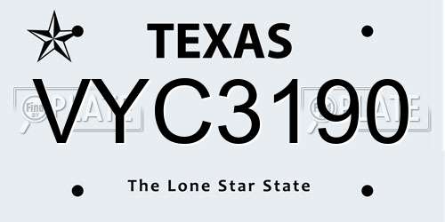 VYC3190 Texas License Plate