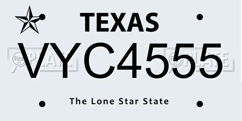 VYC4555 Texas License Plate