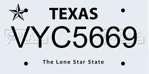 VYC5669 Texas License Plate