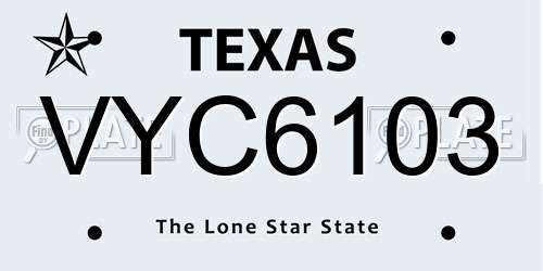 VYC6103 Texas License Plate