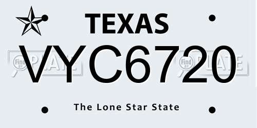 VYC6720 Texas License Plate