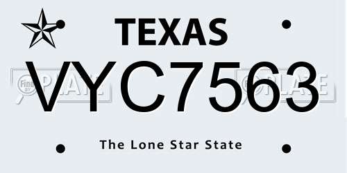 VYC7563 Texas License Plate