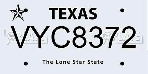 VYC8372 Texas License Plate