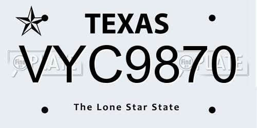 VYC9870 Texas License Plate