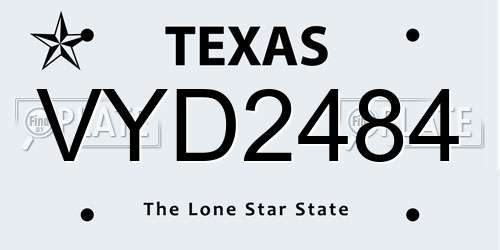 VYD2484 Texas License Plate