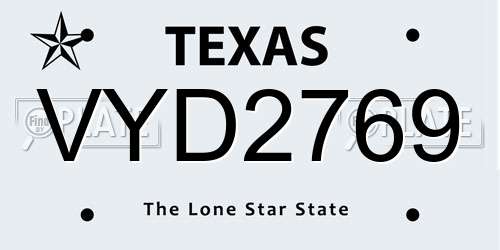 VYD2769 Texas License Plate