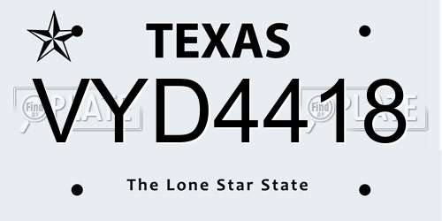 VYD4418 Texas License Plate