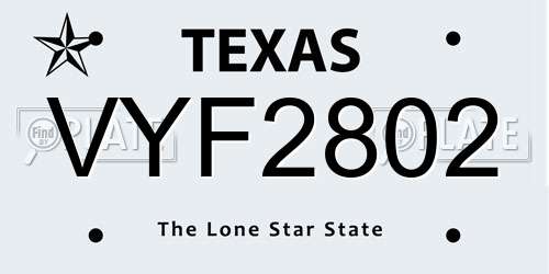 VYF2802 Texas License Plate