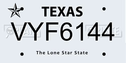 VYF6144 Texas License Plate