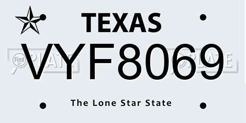 VYF8069 Texas License Plate