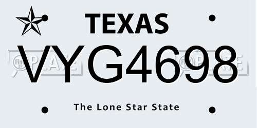 VYG4698 Texas License Plate