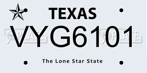 VYG6101 Texas License Plate