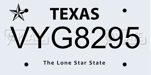VYG8295 Texas License Plate