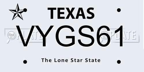 VYGS61 Texas License Plate