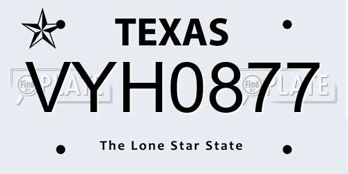 VYH0877 Texas License Plate