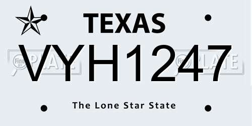 VYH1247 Texas License Plate