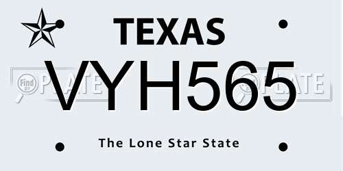 VYH565 Texas License Plate