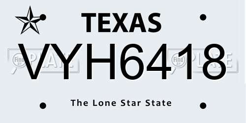 VYH6418 Texas License Plate