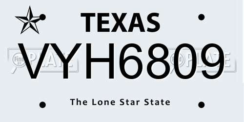 VYH6809 Texas License Plate