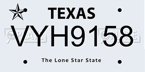 VYH9158 Texas License Plate