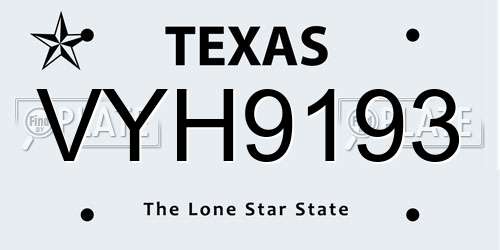 VYH9193 Texas License Plate