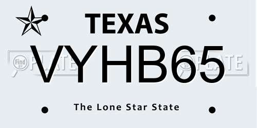 VYHB65 Texas License Plate