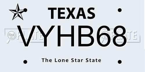 VYHB68 Texas License Plate