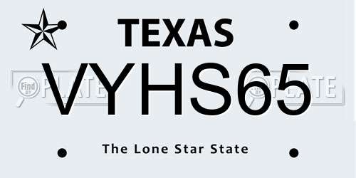 VYHS65 Texas License Plate