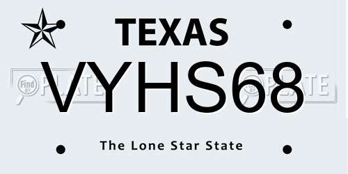 VYHS68 Texas License Plate