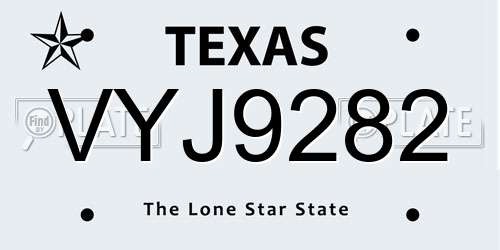 VYJ9282 Texas License Plate